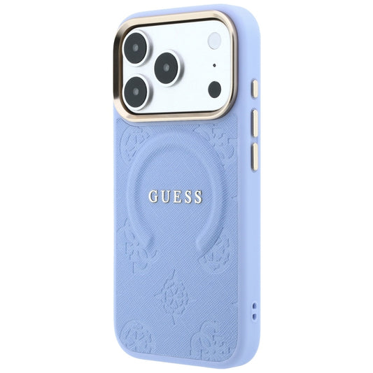 Custodia MagSafe per Apple iPhone 18 Pro Max / 17 Pro Max, Guess, Saffiano Peony Ring, Blu