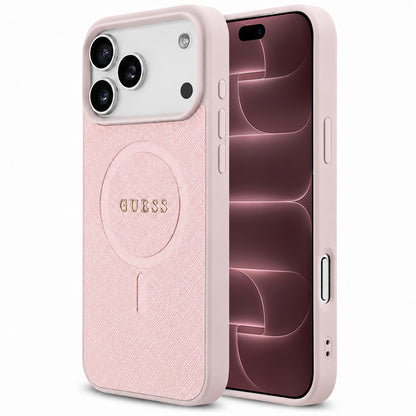 Custodia MagSafe per Apple iPhone 18 Pro Max / 17 Pro Max, Guess, Saffiano, Rosa