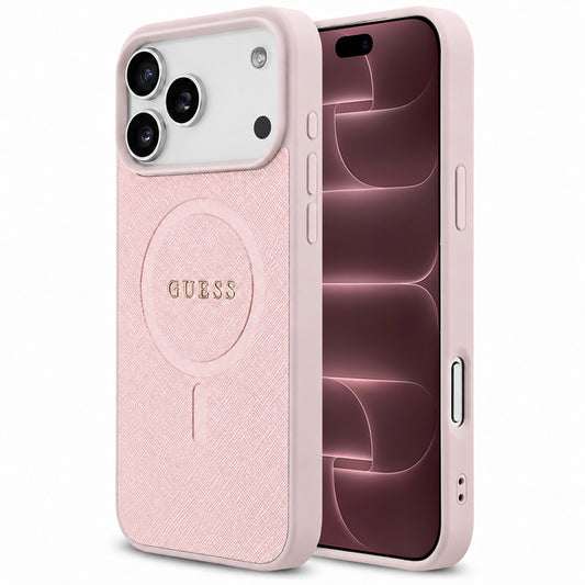 Custodia MagSafe per Apple iPhone 18 Pro Max / 17 Pro Max, Guess, Saffiano, Rosa