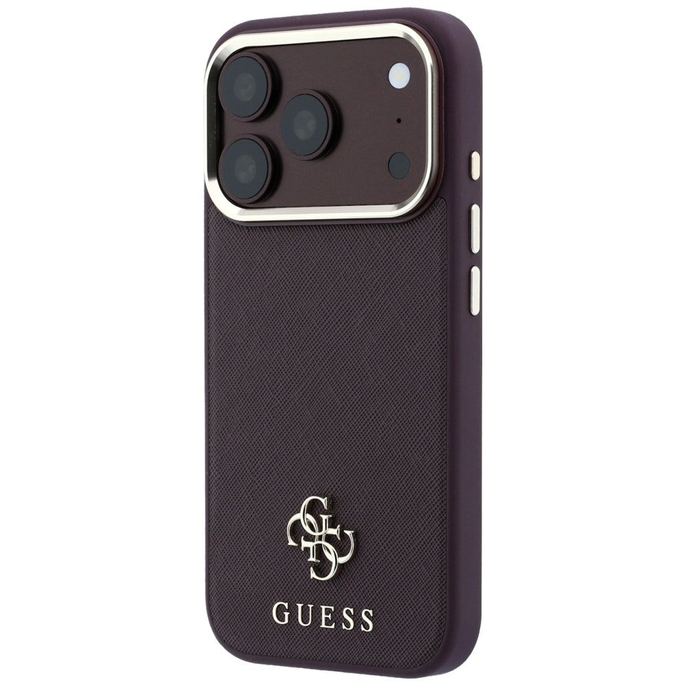 Custodia MagSafe per Apple iPhone 18 Pro Max / 17 Pro Max, Guess, Saffiano Small 4G Classic, Vinaccia