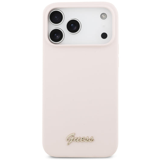 Custodia MagSafe per Apple iPhone 18 Pro Max / 17 Pro Max, Guess, Script Metal Logo, Rosa