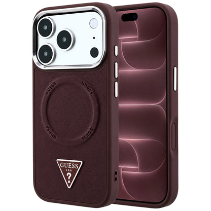 Custodia MagSafe per Apple iPhone 18 Pro Max / 17 Pro Max, Guess, Triangle Logo, bordeaux