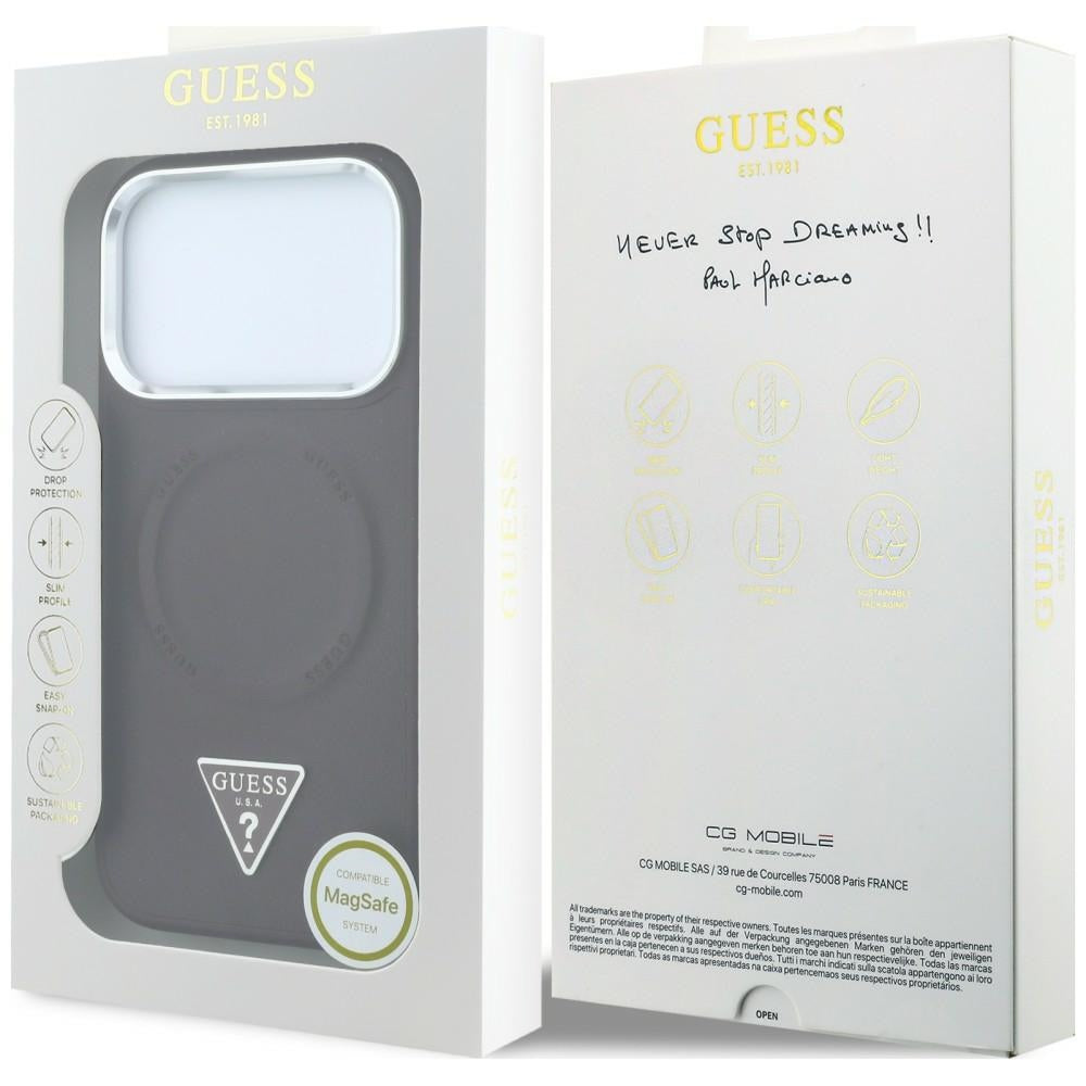 Custodia MagSafe per Apple iPhone 18 Pro Max / 17 Pro Max, Guess, Triangle Logo, bordeaux