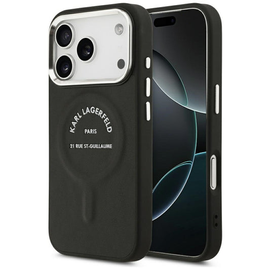 Custodia MagSafe per Apple iPhone 18 Pro Max / 17 Pro Max, Karl Lagerfeld, EMB. Anello Logo Karl RSG, Nera