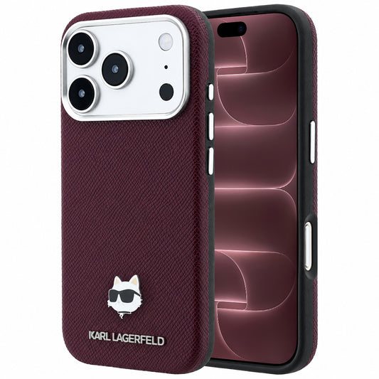 Custodia MagSafe per Apple iPhone 18 Pro Max / 17 Pro Max, Karl Lagerfeld, Grained Choupette Head, Vinaccia