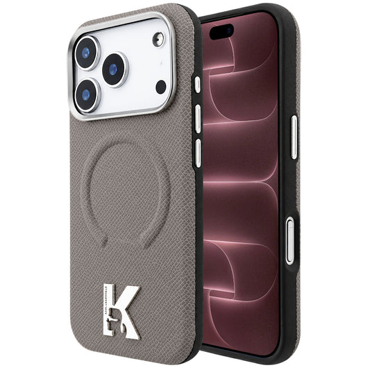 Custodia MagSafe per Apple iPhone 18 Pro Max / 17 Pro Max, Karl Lagerfeld, Grained Embossed Ring, Beige