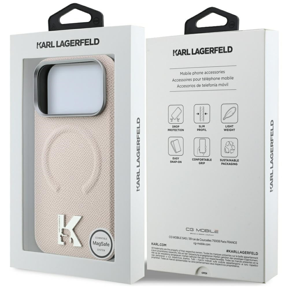 Custodia MagSafe per Apple iPhone 18 Pro Max / 17 Pro Max, Karl Lagerfeld, Grained Embossed Ring, Beige