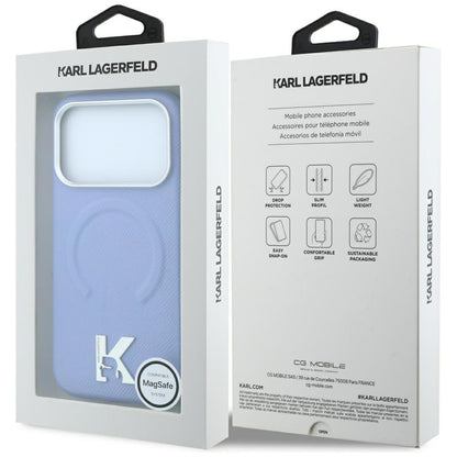 Custodia MagSafe per Apple iPhone 18 Pro Max / 17 Pro Max, Karl Lagerfeld, Grained Embossed Ring, Blu