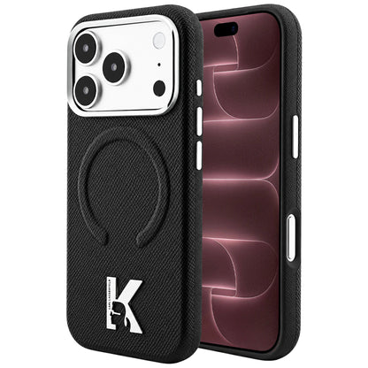 Custodia MagSafe per Apple iPhone 18 Pro Max / 17 Pro Max, Karl Lagerfeld, Grained Embossed Ring, nera