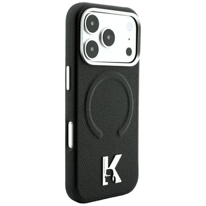 Custodia MagSafe per Apple iPhone 18 Pro Max / 17 Pro Max, Karl Lagerfeld, Grained Embossed Ring, nera