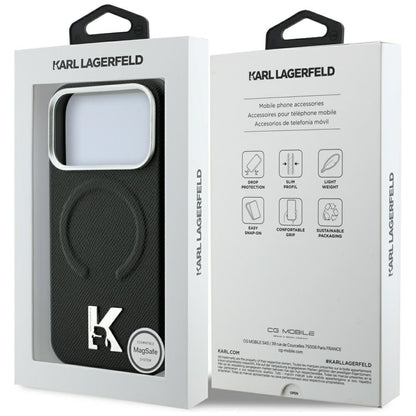 Custodia MagSafe per Apple iPhone 18 Pro Max / 17 Pro Max, Karl Lagerfeld, Grained Embossed Ring, nera