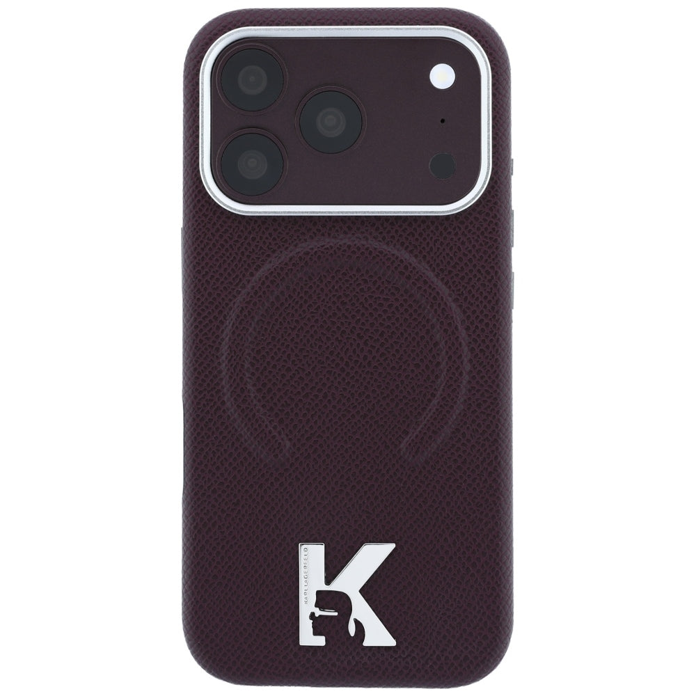 Custodia MagSafe per Apple iPhone 18 Pro Max / 17 Pro Max, Karl Lagerfeld, Grained Embossed Ring, Vinaccia