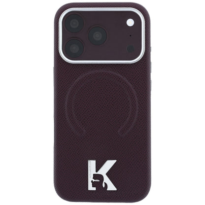 Custodia MagSafe per Apple iPhone 18 Pro Max / 17 Pro Max, Karl Lagerfeld, Grained Embossed Ring, Vinaccia