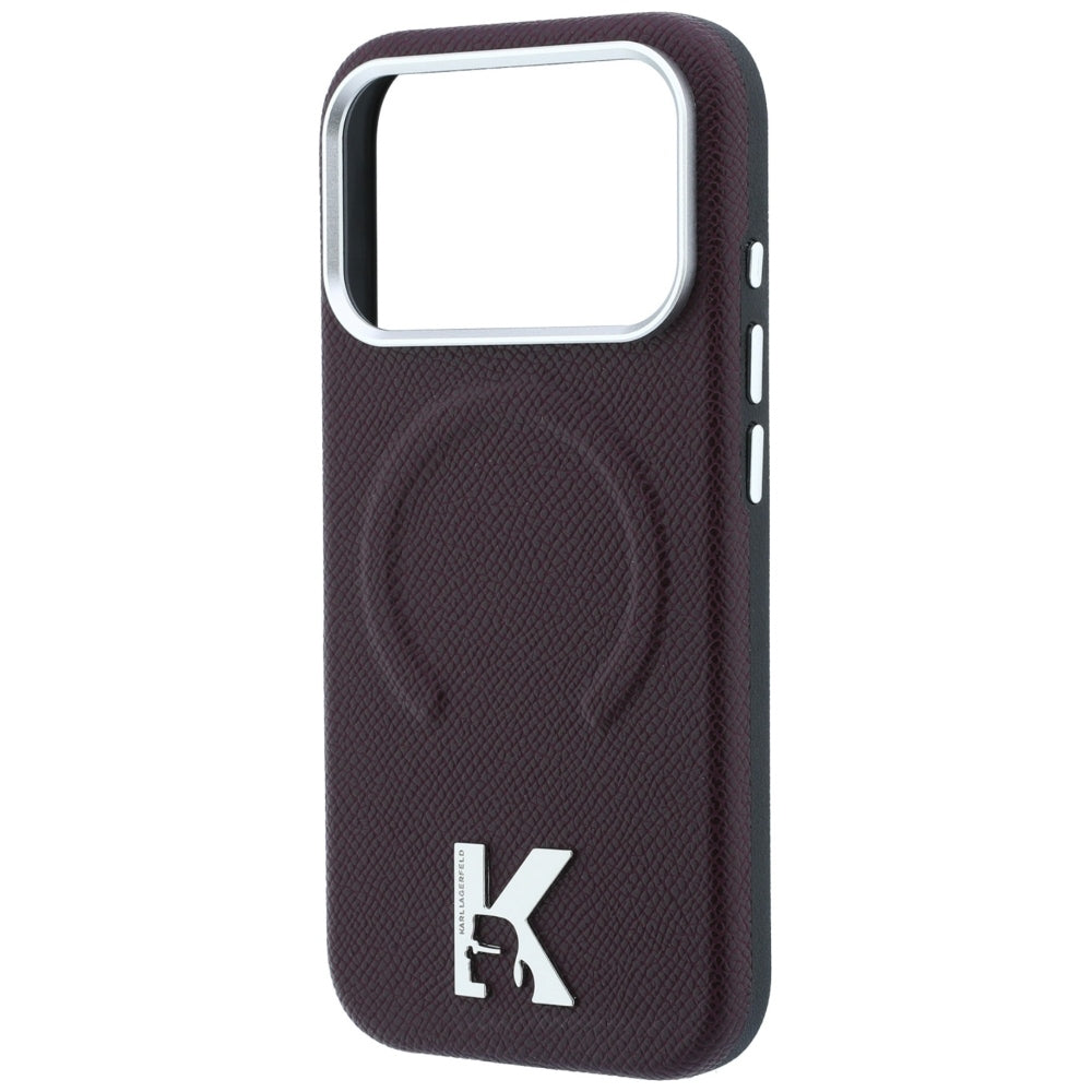 Custodia MagSafe per Apple iPhone 18 Pro Max / 17 Pro Max, Karl Lagerfeld, Grained Embossed Ring, Vinaccia
