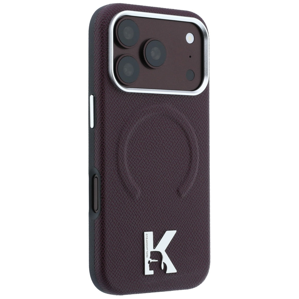 Custodia MagSafe per Apple iPhone 18 Pro Max / 17 Pro Max, Karl Lagerfeld, Grained Embossed Ring, Vinaccia