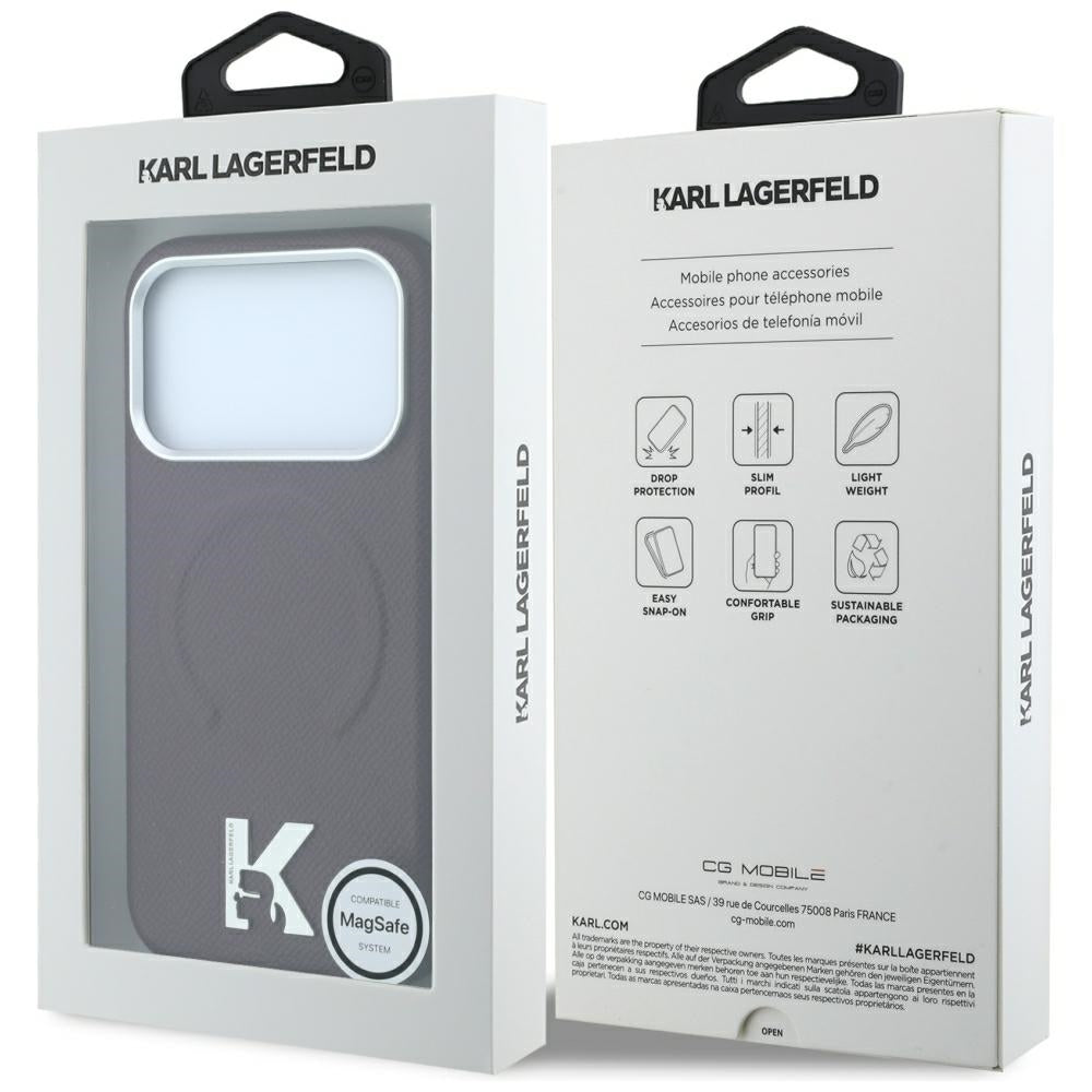 Custodia MagSafe per Apple iPhone 18 Pro Max / 17 Pro Max, Karl Lagerfeld, Grained Embossed Ring, Vinaccia