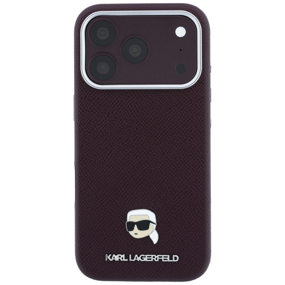 Custodia MagSafe per Apple iPhone 18 Pro Max / 17 Pro Max, Karl Lagerfeld, Metallo Testa Karl Grana, Vinaccia