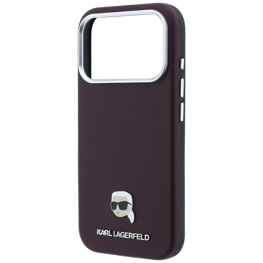 Custodia MagSafe per Apple iPhone 18 Pro Max / 17 Pro Max, Karl Lagerfeld, Metallo Testa Karl Grana, Vinaccia