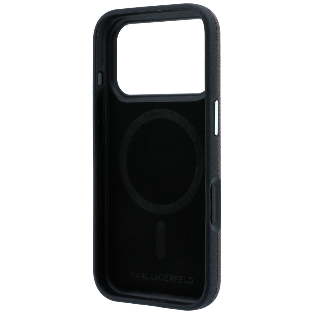 Custodia MagSafe per Apple iPhone 18 Pro Max / 17 Pro Max, Karl Lagerfeld, Metallo Testa Karl Grana, Vinaccia