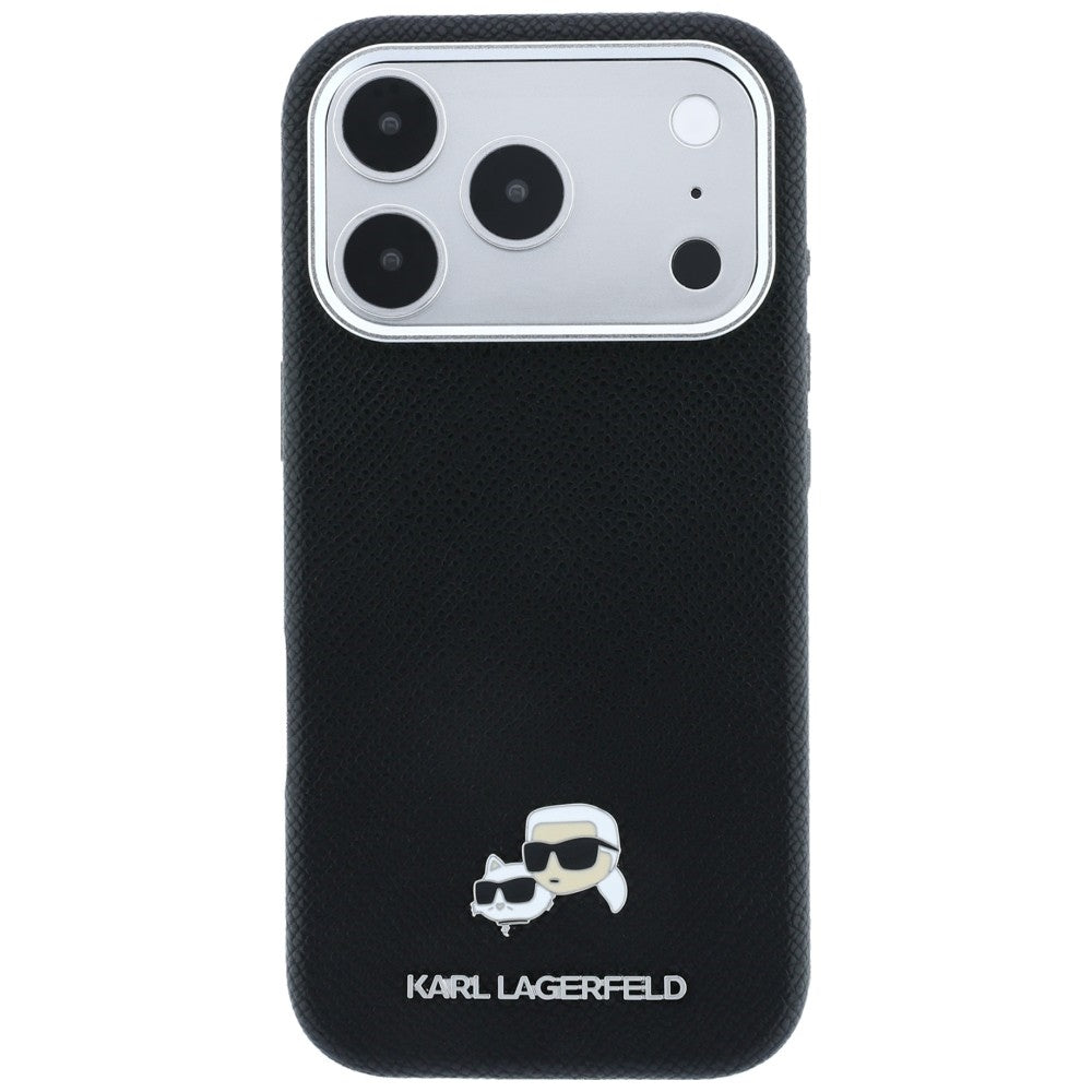 MagSafe Case for Apple iPhone 18 Pro Max / 17 Pro Max, Karl Lagerfeld, Grained KC Heads, Black