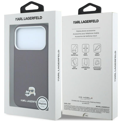 Custodia MagSafe per Apple iPhone 18 Pro Max / 17 Pro Max, Karl Lagerfeld, Grained KC Heads, Vinaccia