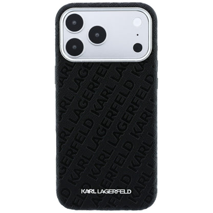Custodia MagSafe per Apple iPhone 18 Pro Max / 17 Pro Max, Karl Lagerfeld, Logo in Metallo Granulato, Nera