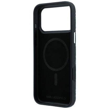 Custodia MagSafe per Apple iPhone 18 Pro Max / 17 Pro Max, Karl Lagerfeld, Logo in Metallo Granulato, Nera