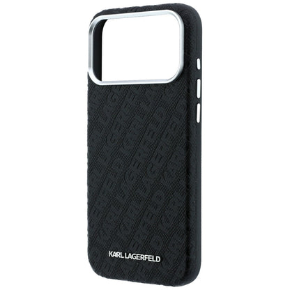 Custodia MagSafe per Apple iPhone 18 Pro Max / 17 Pro Max, Karl Lagerfeld, Logo in Metallo Granulato, Nera