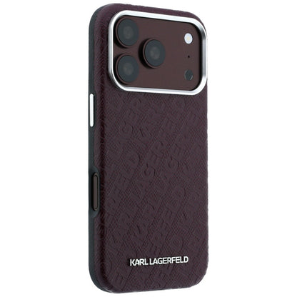 Custodia MagSafe per Apple iPhone 18 Pro Max / 17 Pro Max, Karl Lagerfeld, Logo in Metallo Granulato, Vinaccia