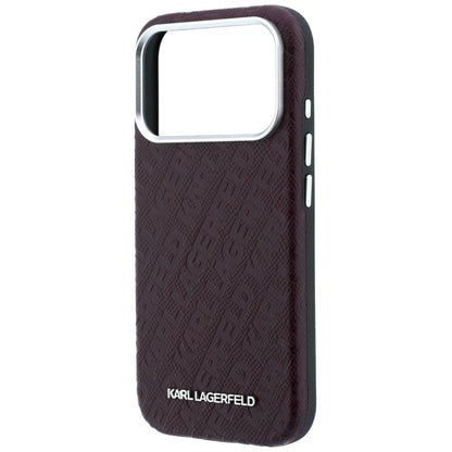 Custodia MagSafe per Apple iPhone 18 Pro Max / 17 Pro Max, Karl Lagerfeld, Logo in Metallo Granulato, Vinaccia