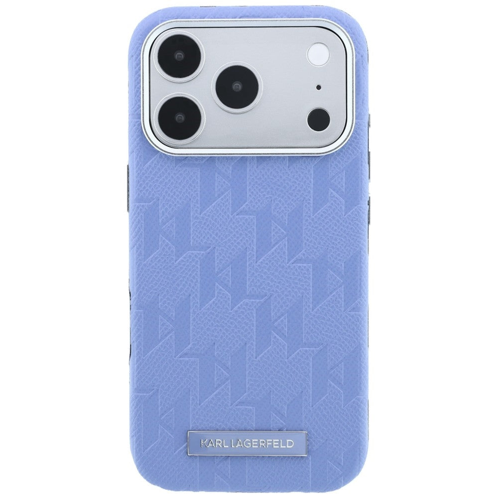 MagSafe Case for Apple iPhone 18 Pro Max / 17 Pro Max, Karl Lagerfeld, Grained Mono Resin Logo, Blue
