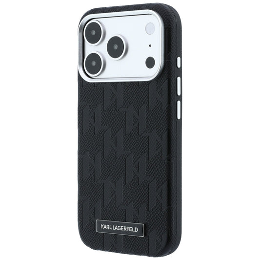 Custodia MagSafe per Apple iPhone 18 Pro Max / 17 Pro Max, Karl Lagerfeld, Logo in resina monocromatica granulata, Nera