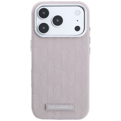 MagSafe Case for Apple iPhone 18 Pro Max / 17 Pro Max, Karl Lagerfeld, Grained Mono Resin Logo, Pink