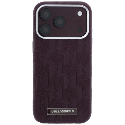 Custodia MagSafe per Apple iPhone 18 Pro Max / 17 Pro Max, Karl Lagerfeld, Logo in resina monocromatica granulata, Vinaccia