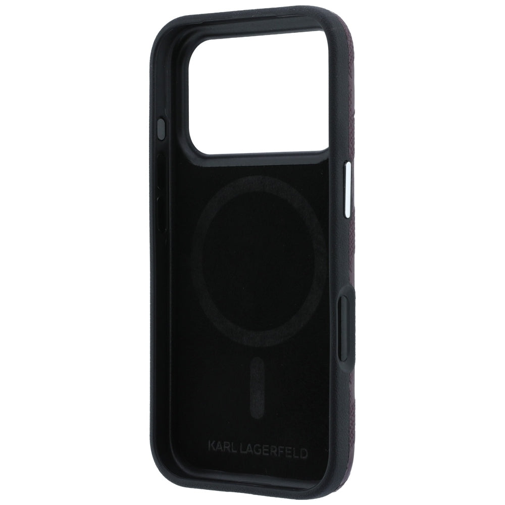 Custodia MagSafe per Apple iPhone 18 Pro Max / 17 Pro Max, Karl Lagerfeld, Logo in resina monocromatica granulata, Vinaccia