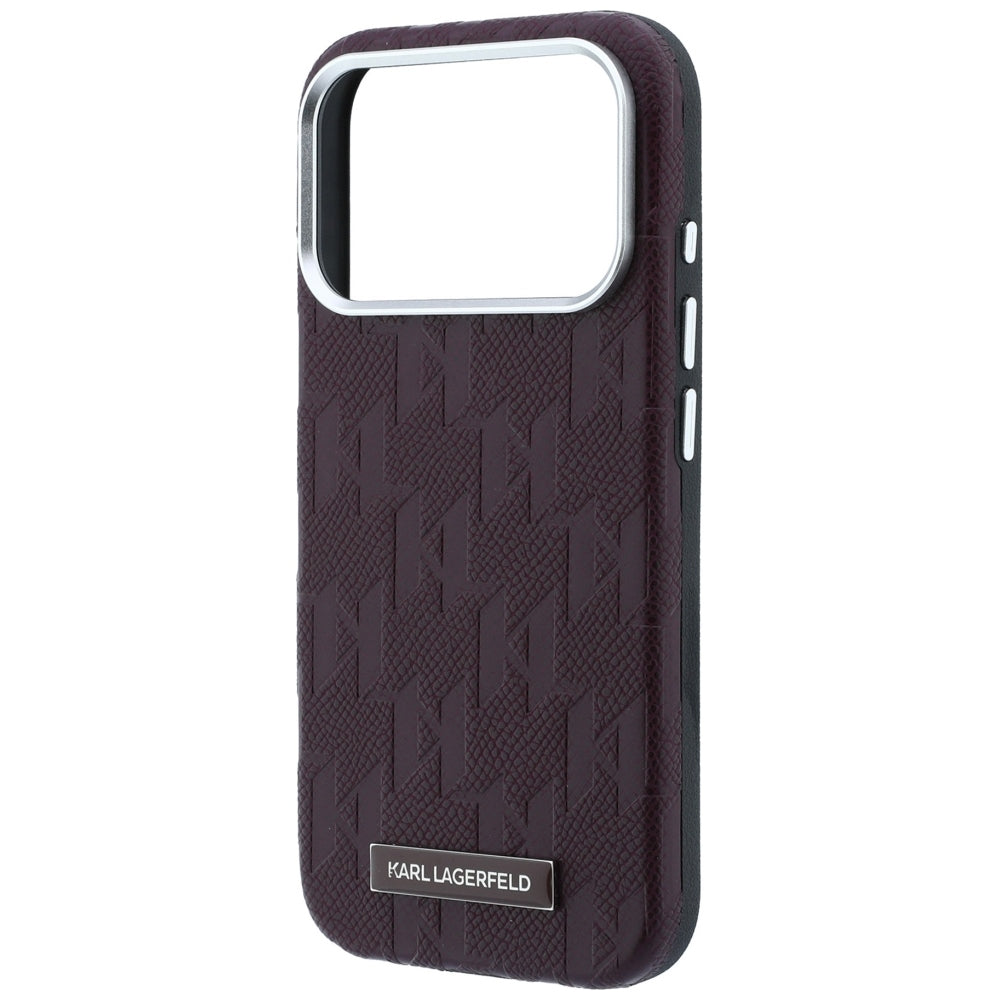 Custodia MagSafe per Apple iPhone 18 Pro Max / 17 Pro Max, Karl Lagerfeld, Logo in resina monocromatica granulata, Vinaccia