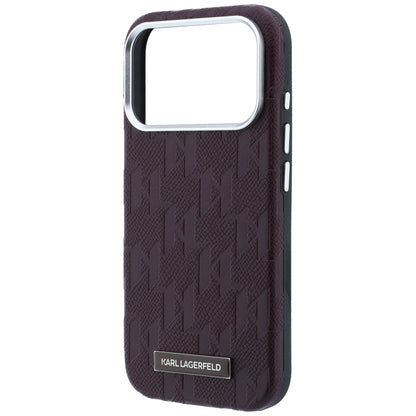 Custodia MagSafe per Apple iPhone 18 Pro Max / 17 Pro Max, Karl Lagerfeld, Logo in resina monocromatica granulata, Vinaccia