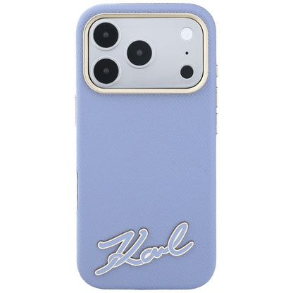 Custodia MagSafe per Apple iPhone 18 Pro Max / 17 Pro Max, Karl Lagerfeld, Grained Resin Sign Logo, blu