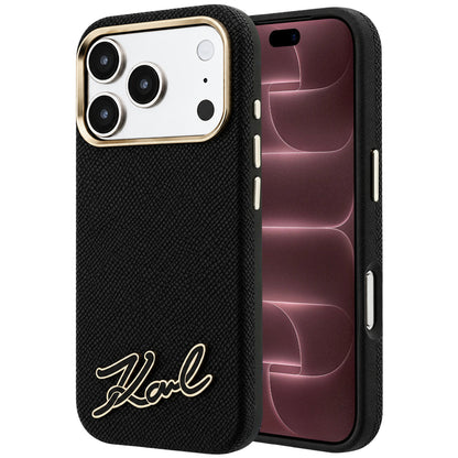 Custodia MagSafe per Apple iPhone 18 Pro Max / 17 Pro Max, Karl Lagerfeld, Grained Resin Sign Logo, nera