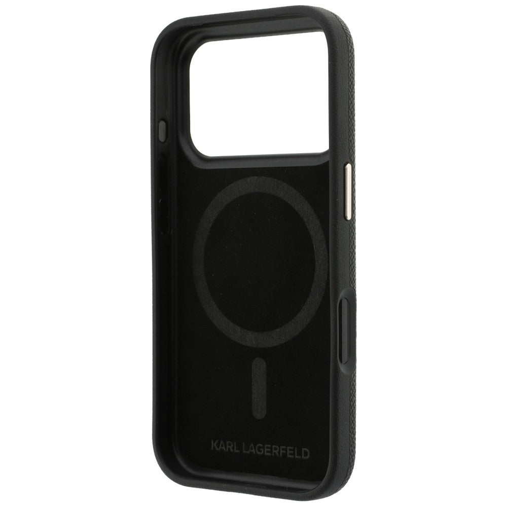 Custodia MagSafe per Apple iPhone 18 Pro Max / 17 Pro Max, Karl Lagerfeld, Grained Resin Sign Logo, nera