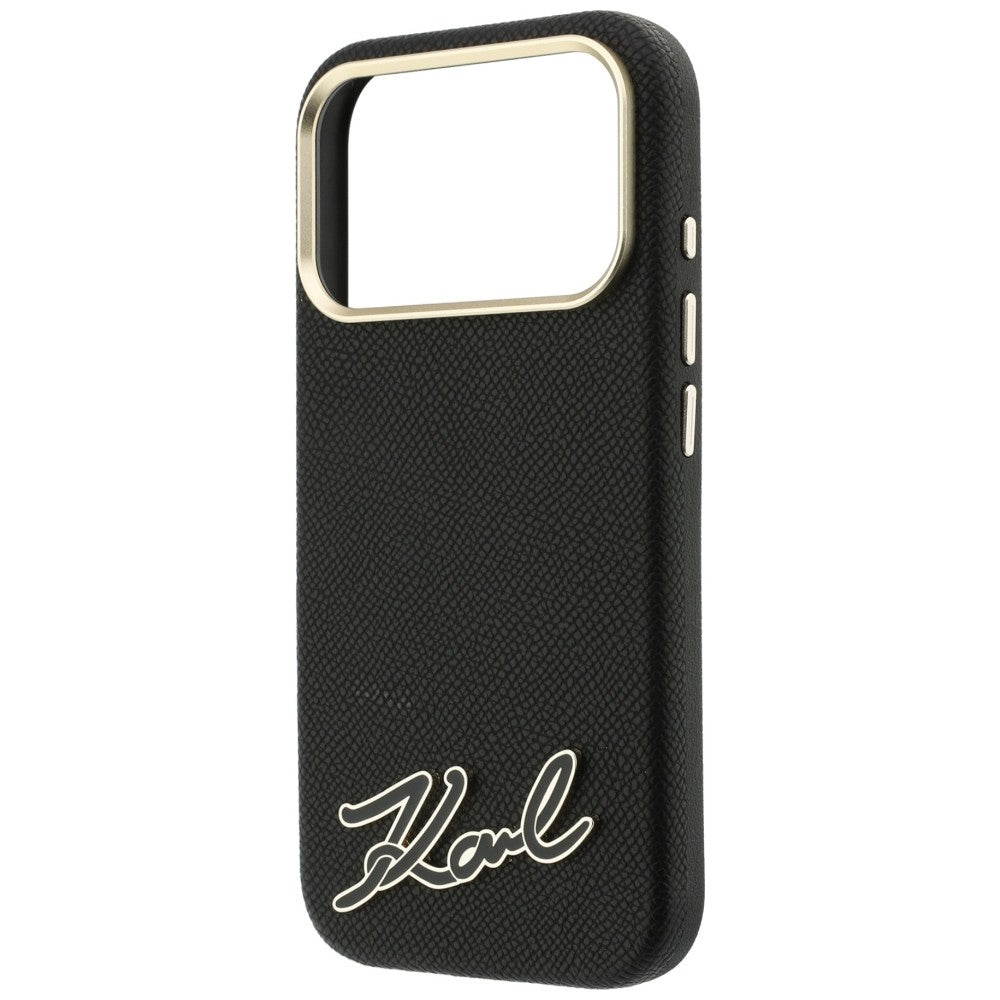 Custodia MagSafe per Apple iPhone 18 Pro Max / 17 Pro Max, Karl Lagerfeld, Grained Resin Sign Logo, nera