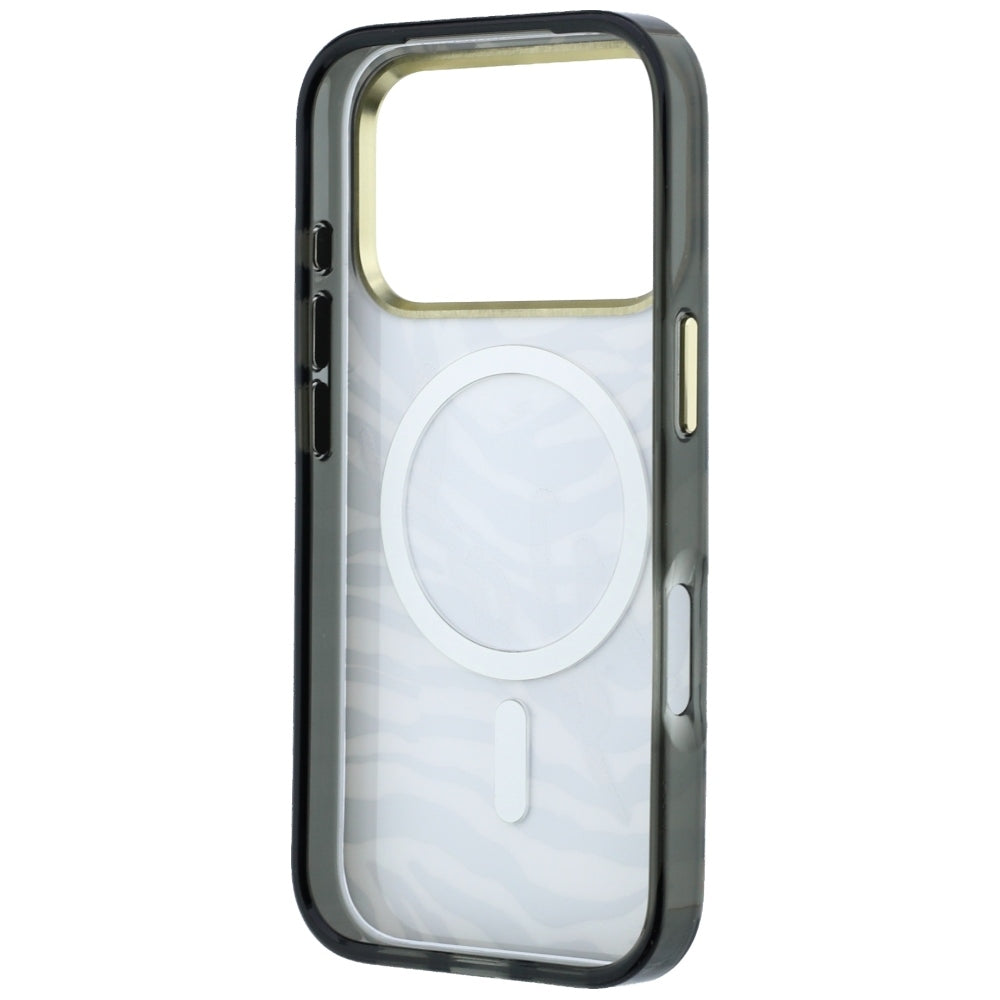 Custodia MagSafe per Apple iPhone 18 Pro Max / 17 Pro Max, Karl Lagerfeld, HC IML Signature Zebra Glitter Gold, Nera