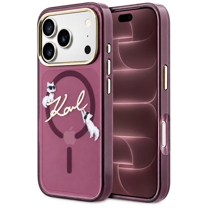 Custodia MagSafe per Apple iPhone 18 Pro Max / 17 Pro Max, Karl Lagerfeld, IML Choupette Karl Script Logo, Vinaccia