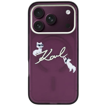 Custodia MagSafe per Apple iPhone 18 Pro Max / 17 Pro Max, Karl Lagerfeld, IML Choupette Karl Script Logo, Vinaccia