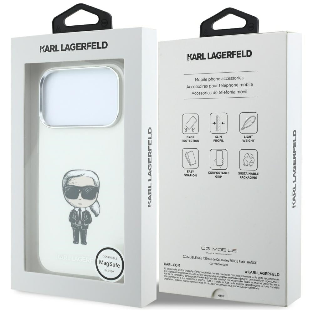 Custodia MagSafe per Apple iPhone 18 Pro Max / 17 Pro Max, Karl Lagerfeld, IML Ikonik Sketch Print, Beige