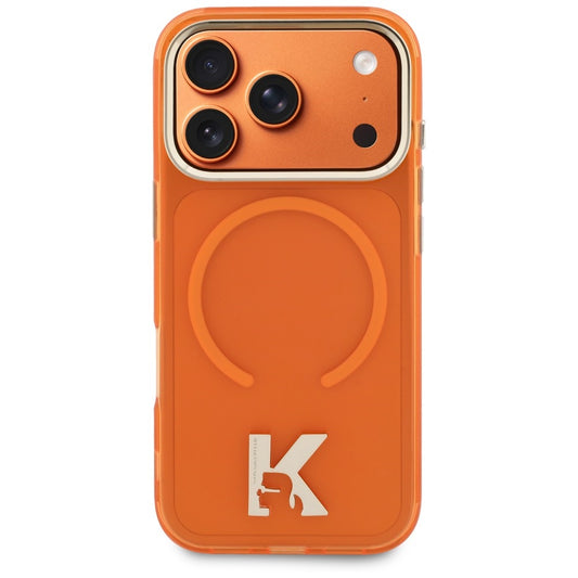 Custodia MagSafe per Apple iPhone 18 Pro Max / 17 Pro Max, Karl Lagerfeld, IML Karl Head Logo, arancione