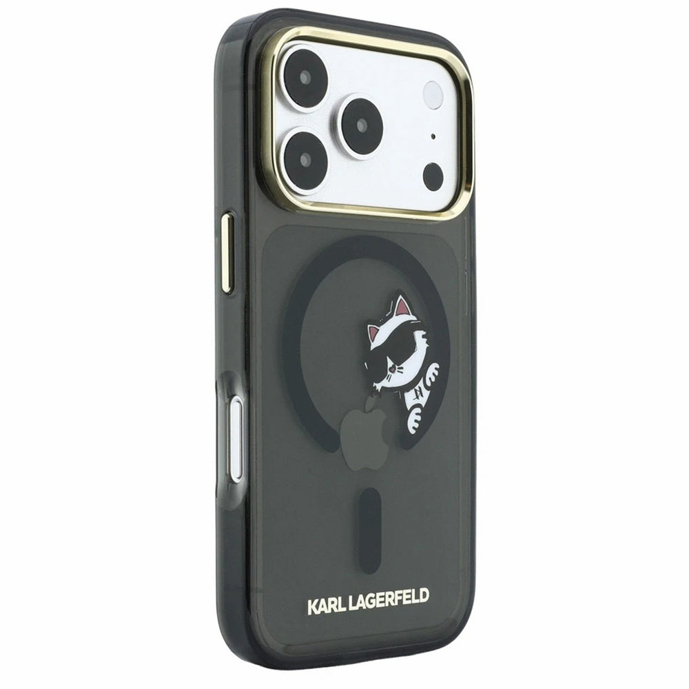 Custodia MagSafe per Apple iPhone 18 Pro Max / 17 Pro Max, Karl Lagerfeld, IML Peekaboo Print e Cornice Metallica, Nera