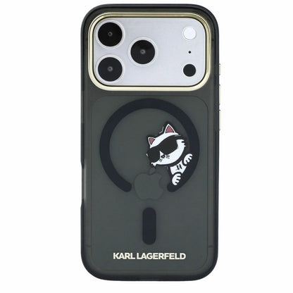 Custodia MagSafe per Apple iPhone 18 Pro Max / 17 Pro Max, Karl Lagerfeld, IML Peekaboo Print e Cornice Metallica, Nera