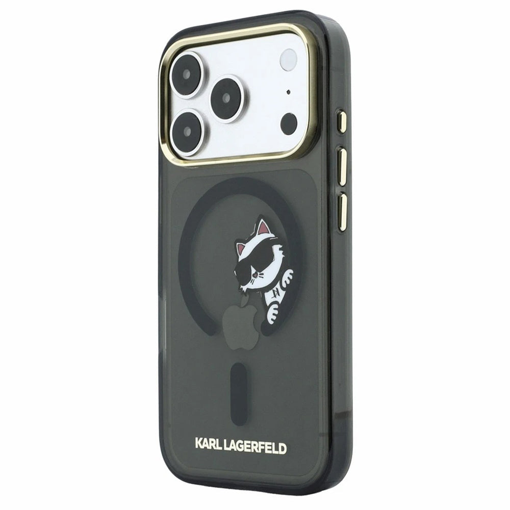 Custodia MagSafe per Apple iPhone 18 Pro Max / 17 Pro Max, Karl Lagerfeld, IML Peekaboo Print e Cornice Metallica, Nera