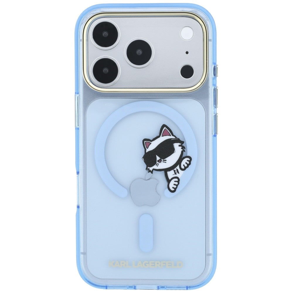 MagSafe Case for Apple iPhone 18 Pro Max / 17 Pro Max, Karl Lagerfeld, IML Peekaboo Print and Metal Frame, Blue